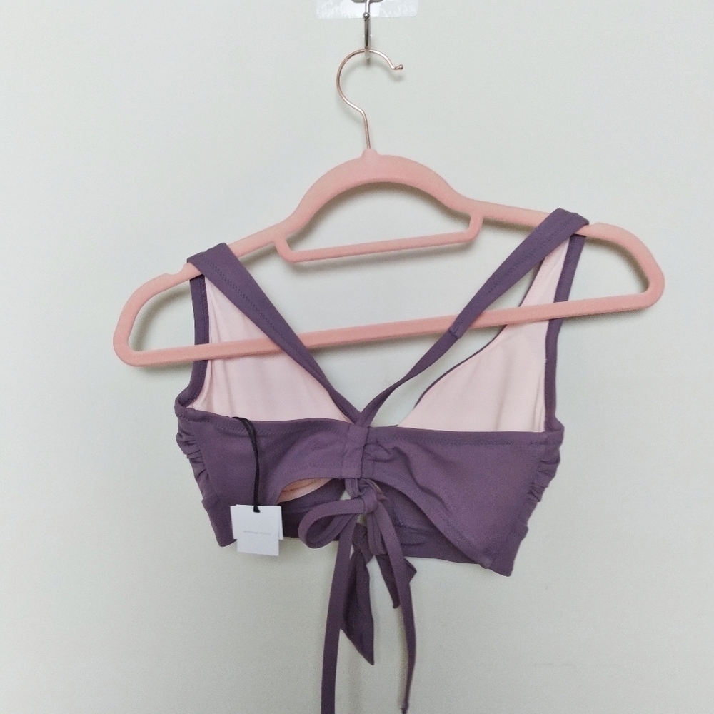 Shade & Shore Purple Criss Cross Back Tie Detail Bikini Top Size 36C - Picture 2 of 9